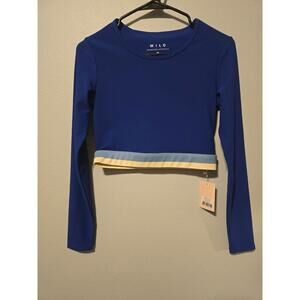 Wilo NWT Cobalt Blue Contra LS Womens Longsleeve Crop  Top (M)